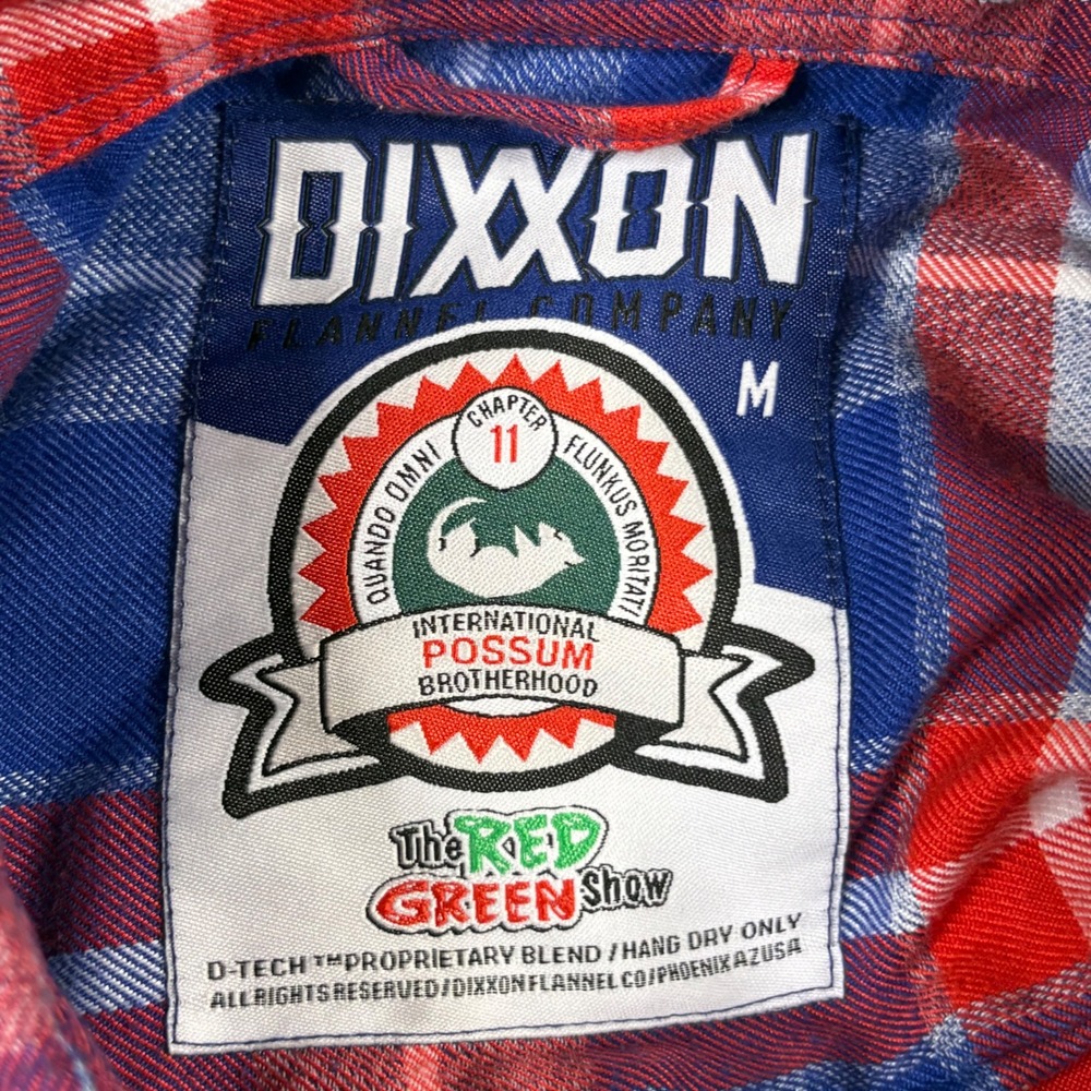 Dixxon Flannel The Red Green Show Possum Brotherhood Plaid Shirt Mens M Blue Red - Picture 3 of 13